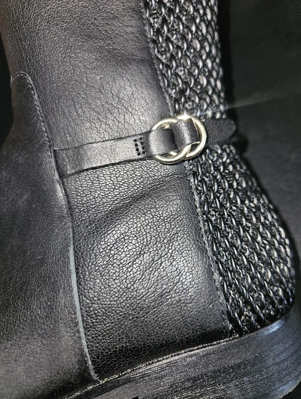 Cole Haan Isabell Stretch Knee-High Black Leather Riding Boots Size 7.5 B